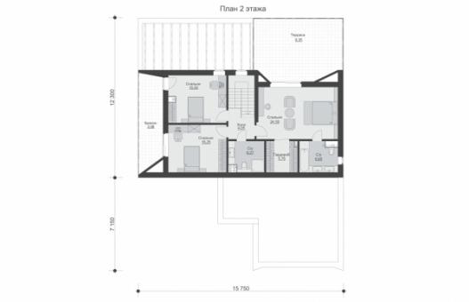 Двухэтажный дом с террасами, балконом и гаражом на 2 машины